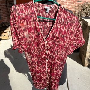 One Star Converse sheer button up top XS